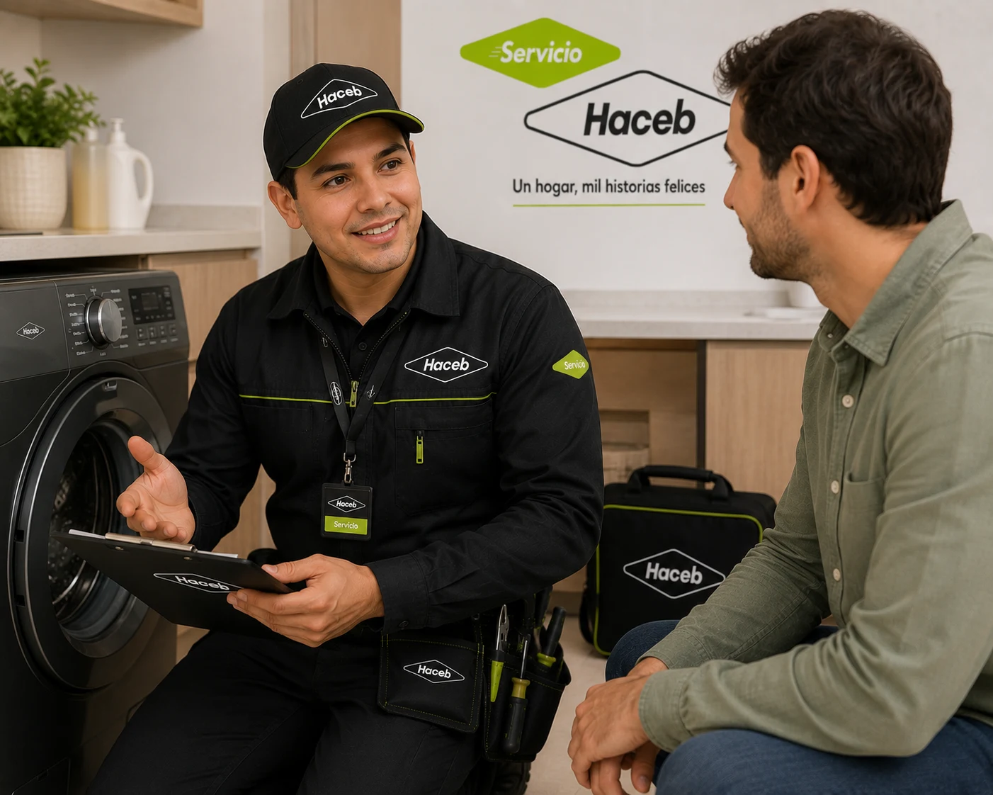 Técnico Haceb documentando una reparación en Ibagué