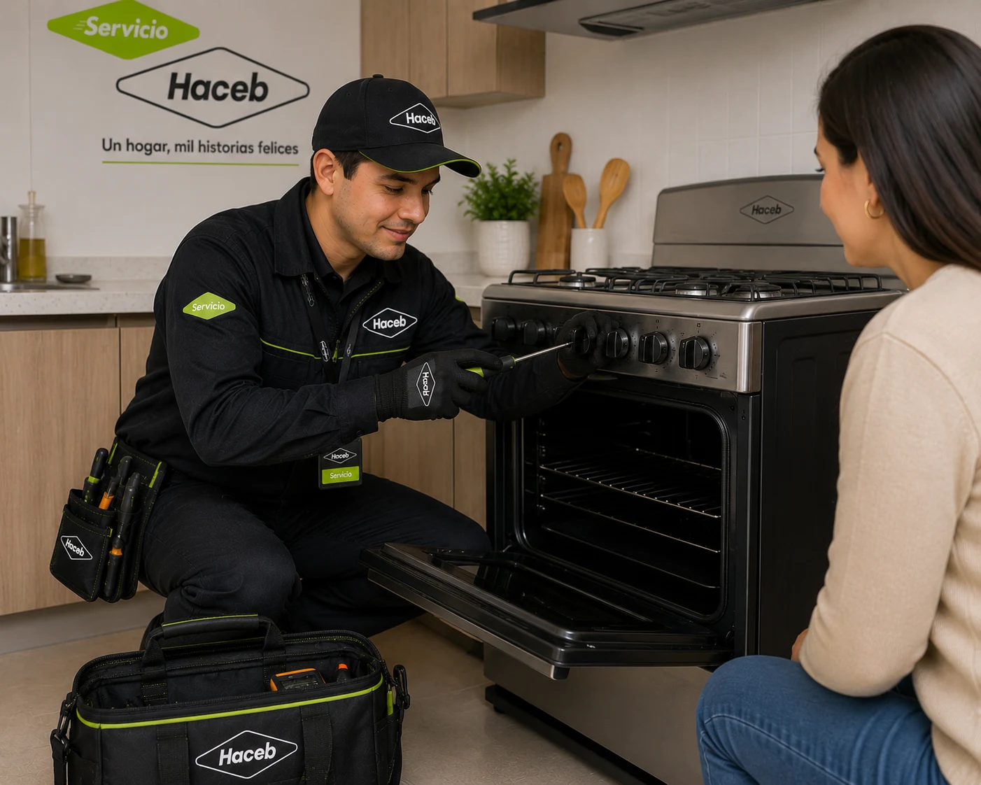 Técnico Haceb realizando mantenimiento en Ibagué