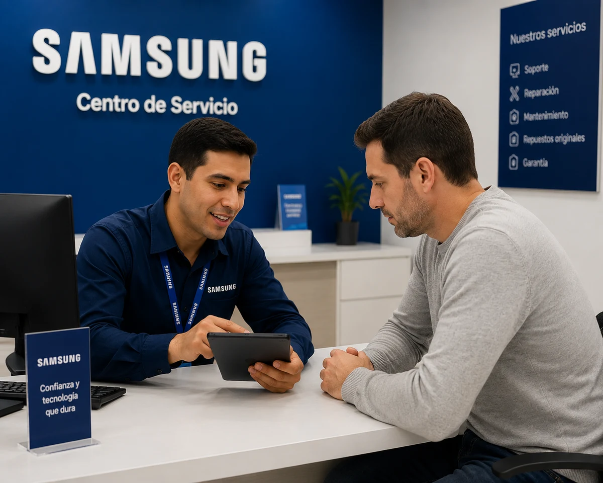Técnico Samsung realizando mantenimiento preventivo en Ibagué